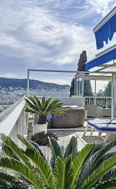 Panoramic view from Mont-Boron to Mont-Chauve from a top floor in Nice
