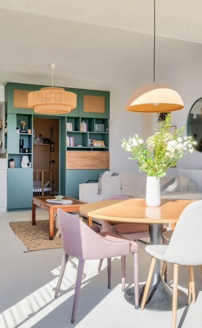 Bright living room in Antibes apartment with private garden for sale